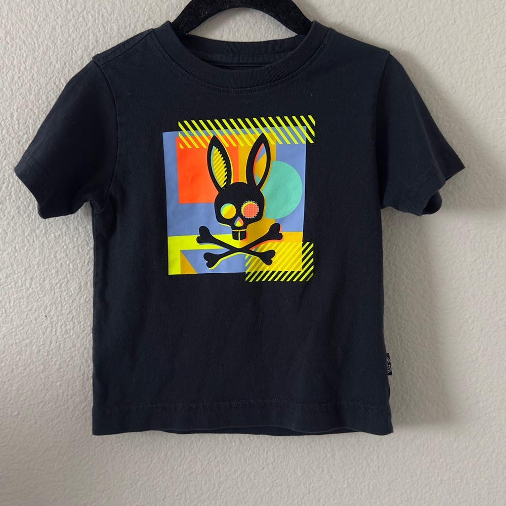 Psycho Bunny Black Short Sleeve Tee with Vibrant Graphic